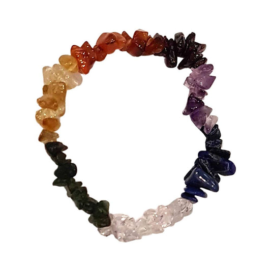 Gemstone Chip Stretch Bracelet: 7 Chakra