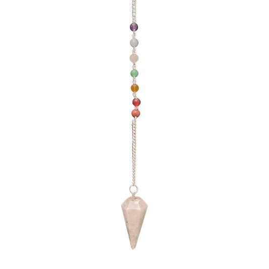 Rainbow Moonstone pendulum with 7 Chakra Beaded Chain