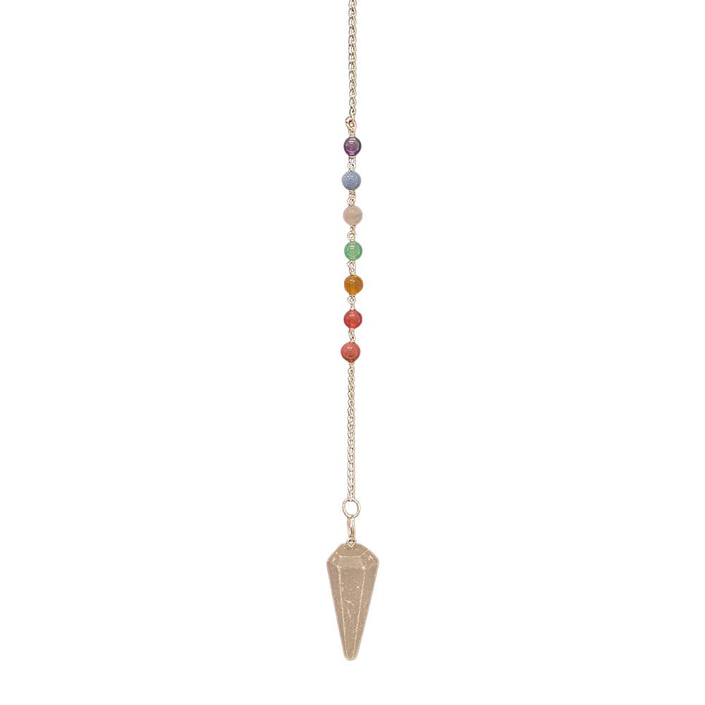 Selenite Pendulum with 7 Chakra Beaded Chain