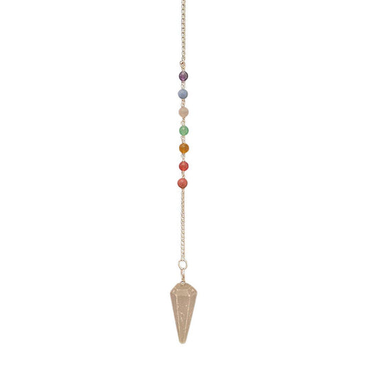 Selenite Pendulum with 7 Chakra Beaded Chain