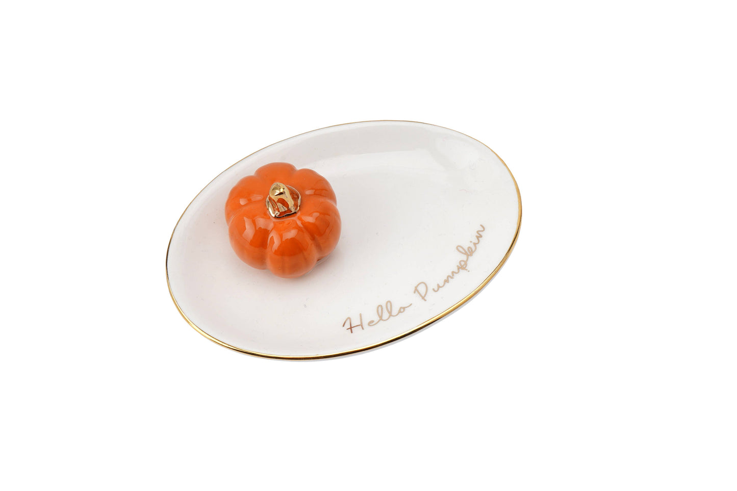 Snuggle Season Ceramic Pumpkin Ring Dish