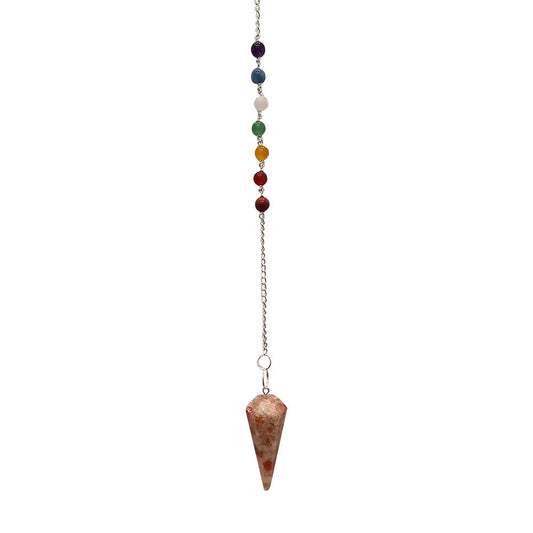 Sunstone Pendulum with 7 Chakra Beaded Chain