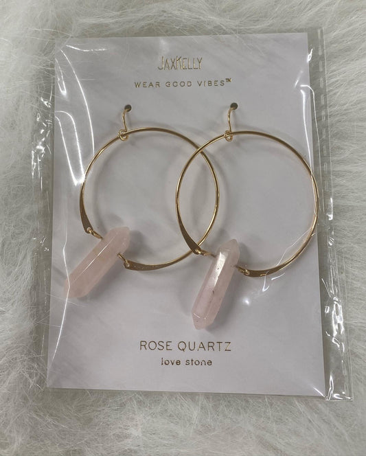 Rose Quartz Hoops